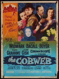 6c213 COBWEB style Y 30x40 '55 Richard Widmark, Lauren Bacall, Charles Boyer, Gloria Grahame, Gish