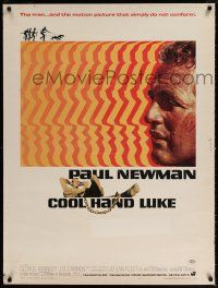 6c218 COOL HAND LUKE 30x40 '67 Paul Newman prison escape classic, cool art by James Bama!