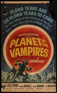 6c302 PLANET OF THE VAMPIRES 24x40 '65 Mario Bava, beings of the future who rule the demon planet!