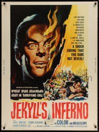 6c348 TWO FACES OF DR. JEKYLL 30x40 '61 House of Fright, cool burning face art by Reynold Brown!
