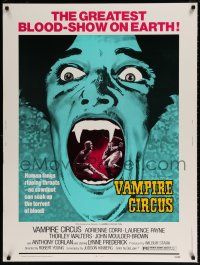 6c351 VAMPIRE CIRCUS 30x40 '72 human fangs ripping throats, no sawdust can soak up all the blood!