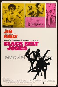 6c374 BLACK BELT JONES 40x60 '74 Jim Dragon Kelly, Scatman Crothers, cool kung fu silhouette art!
