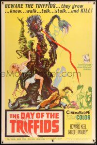 6c400 DAY OF THE TRIFFIDS 40x60 '62 classic English sci-fi horror, cool different monster art!