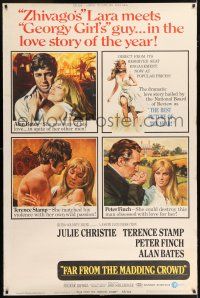 6c412 FAR FROM THE MADDING CROWD 40x60 '68 Julie Christie, Terence Stamp, Peter Finch, Schlesinger