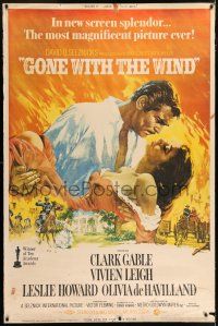 6c424 GONE WITH THE WIND 40x60 R68 romantic art of Clark Gable & Vivien Leigh by Howard Terpning!