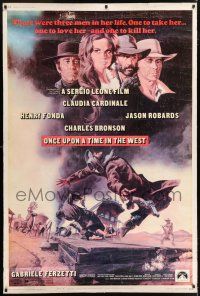 6c483 ONCE UPON A TIME IN THE WEST 40x60 '69 Leone, art of Cardinale, Fonda, Bronson & Robards!