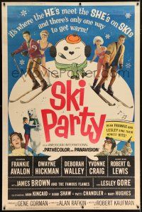 6c509 SKI PARTY 40x60 '65 Frankie Avalon, Dwayne Hickman, where the he's meet the she's on skis!