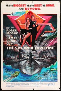 6c512 SPY WHO LOVED ME 40x60 '77 cool art of Roger Moore as James Bond by Bob Peak!