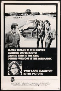 6c525 TWO-LANE BLACKTOP 40x60 '71 James Taylor is the driver, Warren Oates is GTO, Laurie Bird!