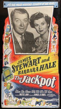 6c151 JACKPOT die-cut 33x60 standee '50 James Stewart wins a contest, but can't afford the prize!