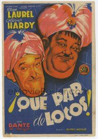 6d440 A-HAUNTING WE WILL GO Spanish herald '43 different art of Laurel & Hardy by Soligo!