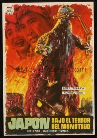 6d534 GODZILLA Spanish herald '56 Gojira, Toho, sci-fi classic, cool Mac Gomez monster art!
