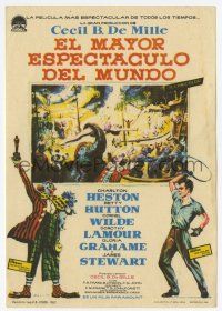6d539 GREATEST SHOW ON EARTH Spanish herald R62 DeMille classic, different circus art!