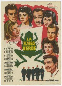6d570 LA RANA VERDE Spanish herald '60 great art of top cast + The Green Frog by Jano!