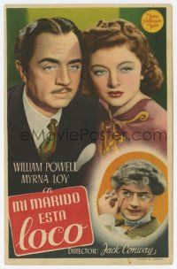 6d588 LOVE CRAZY Spanish herald '46 William Powell in drag as old lady & with Myrna Loy!