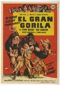6d596 MIGHTY JOE YOUNG Spanish herald '49 1st Ray Harryhausen, art of ape rescuing girl from lions!