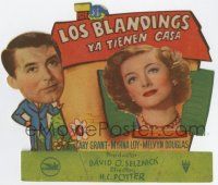 6d601 MR. BLANDINGS BUILDS HIS DREAM HOUSE die-cut Spanish herald '49 Cary Grant, Myrna Loy, cool!