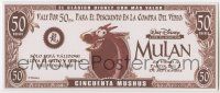 6d604 MULAN video Spanish herald '98 Disney cartoon, wacky different image of Mushu on money!