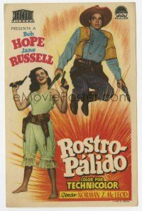 6d632 PALEFACE Spanish herald '48 different image of Bob Hope & sexy Jane Russell, both with guns!