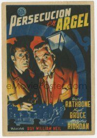 6d649 PURSUIT TO ALGIERS Spanish herald '45 Ramon art of Basil Rathbone as Sherlock Holmes!