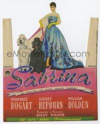 6d663 SABRINA die-cut Spanish herald '55 Audrey Hepburn with her poodle dogs, Billy Wilder!