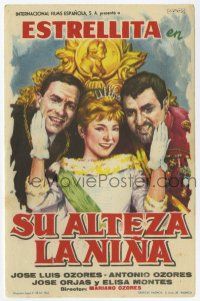 6d695 SU ALTEZA LA NINA Spanish herald '62 art of pretty royal Estrellita between two men!