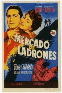6d712 THIEVES' HIGHWAY Spanish herald '50 Jules Dassin, Soligo art of Richard Conte & Cortesa!