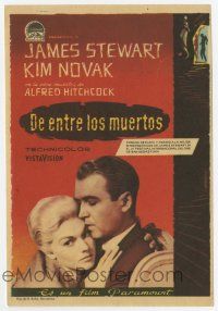 6d728 VERTIGO Spanish herald '58 Alfred Hitchcock classic, c/u James Stewart & blonde Kim Novak!