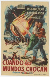 6d735 WHEN WORLDS COLLIDE Spanish herald '54 George Pal doomsday classic, different Jano art!