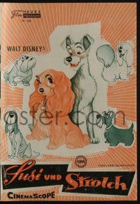 6d363 LADY & THE TRAMP Austrian program '56 Disney classic dog cartoon, cool different images!