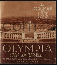 6d191 OLYMPIAD Von Heute German program '38 Leni Riefenstahl Berlin Olympic documentary, Owens shown