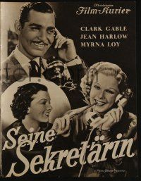 6d296 WIFE VERSUS SECRETARY German program '36 Clark Gable, Jean Harlow, Myrna Loy, different!