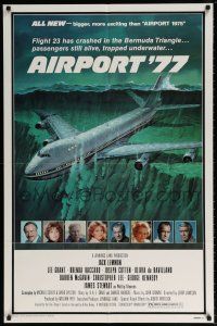 6f025 AIRPORT '77 1sh '77 Lee Grant, Jack Lemmon, de Havilland, Bermuda Triangle crash art!