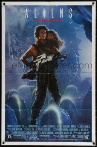 6f030 ALIENS 1sh '86 James Cameron, Sigourney Weaver with Carrie Henn and flamer thrower!