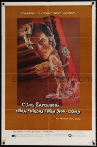 6f043 ANY WHICH WAY YOU CAN 1sh '80 cool artwork of Clint Eastwood by Bob Peak!