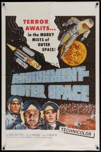 6f050 ASSIGNMENT-OUTER SPACE 1sh '62 Antonio Margheriti directed, Italian sci-fi Space Men!