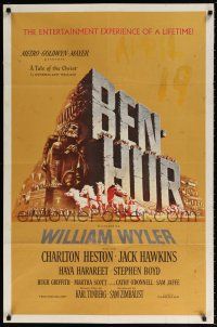 6f071 BEN-HUR 1sh '60 Charlton Heston, William Wyler classic religious epic, chariot art!