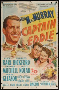 6f135 CAPTAIN EDDIE 1sh '45 stone litho of Fred MacMurray as aviator Eddie Rickenbaker!