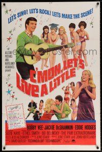 6f171 C'MON LET'S LIVE A LITTLE 1sh '67 Bobby Vee plays guitar for sexy teens!