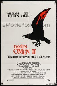 6f206 DAMIEN OMEN II style A 1sh '78 William Holden, Lee Grant, cool art of demonic crow!