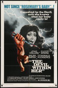 6f221 DEVIL WITHIN HER 1sh '76 conceived by the Devil, only she knows what her baby really is!