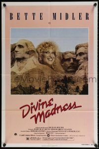 6f226 DIVINE MADNESS 1sh '80 wacky image of Bette Midler as part of Mt. Rushmore!