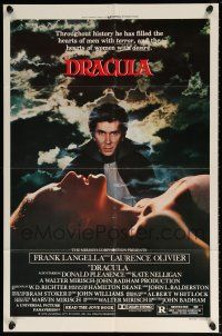 6f237 DRACULA style B 1sh '79 Bram Stoker, close up of vampire Frank Langella & sexy girl!