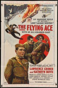 6f001 FLYING ACE 1sh '26 cool all-black aviation, the greatest airplane thriller ever produced!