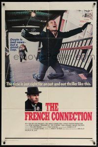 6f312 FRENCH CONNECTION 1sh '71 Gene Hackman in movie chase climax, William Friedkin