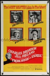 6f321 FROM NOON TILL THREE int'l 1sh '76 4 great images of wanted Charles Bronson!