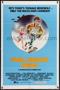 6f324 FULL MOON HIGH style B 1sh '80 Larry Cohen, great art of sexy girl with knife chasing werewolf
