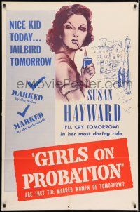 6f355 GIRLS ON PROBATION 1sh R56 Jane Bryan, Ronald Reagan & Susan Hayward!