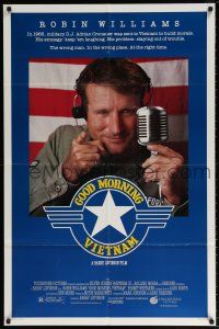 6f367 GOOD MORNING VIETNAM 1sh '87 military radio DJ Robin Williams, directed by Barry Levinson!