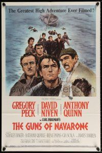 6f382 GUNS OF NAVARONE 1sh '61 Gregory Peck, Niven, Anthony Quinn & Darren, Terpning art!